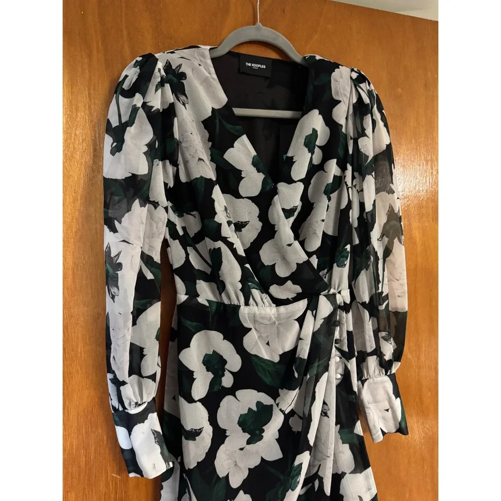 The Kooples Paris Dolce Vita Floral Print Faux Wrap Mini Dress Size 0 - Picture 3 of 9